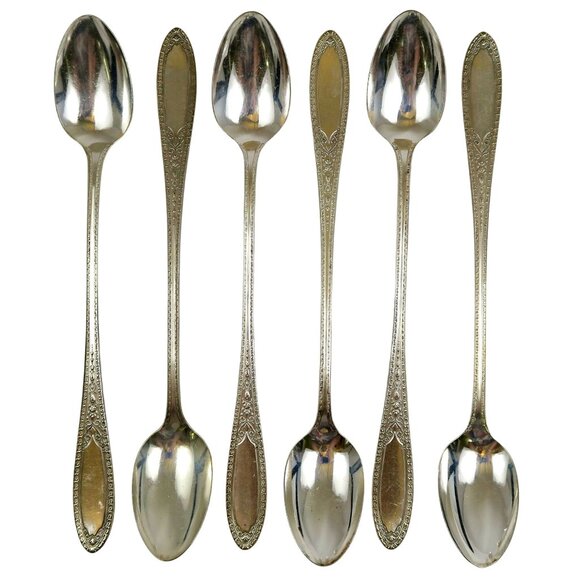 Ramona Lakewood Brentwood Iced Tea Spoons (Set of 6) Vintage Oneida Silverplate - Picture 2 of 4
